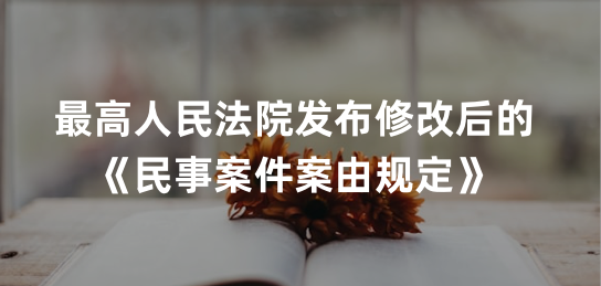 最高人民法院发布修改后的《民事案件案由规定》